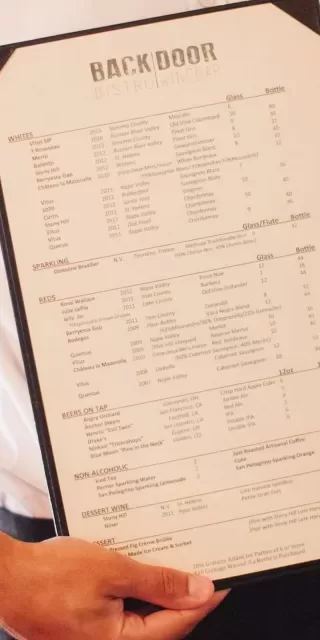 Backdoor Bistro Menu